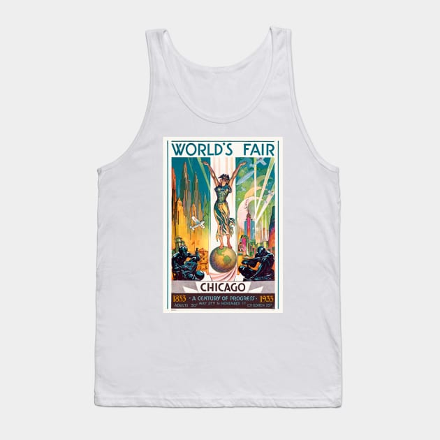 World's Fair Chicago USA 1933 Vintage Poster Tank Top by vintagetreasure